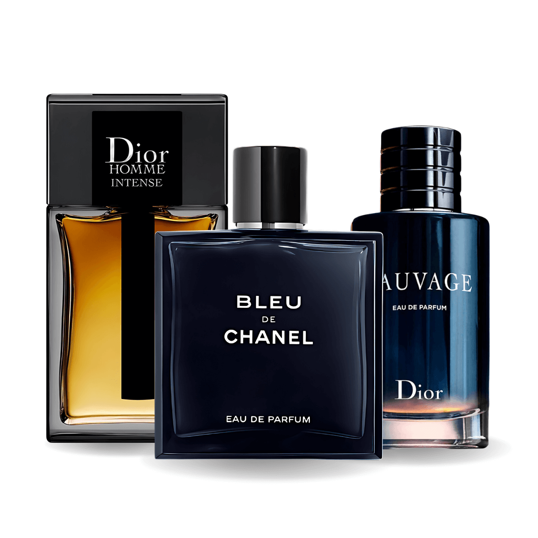 Promocijski paket 3 parfumov Sauvage Dior, Bleu de Chanel in Dior Homme Intense 100 ml