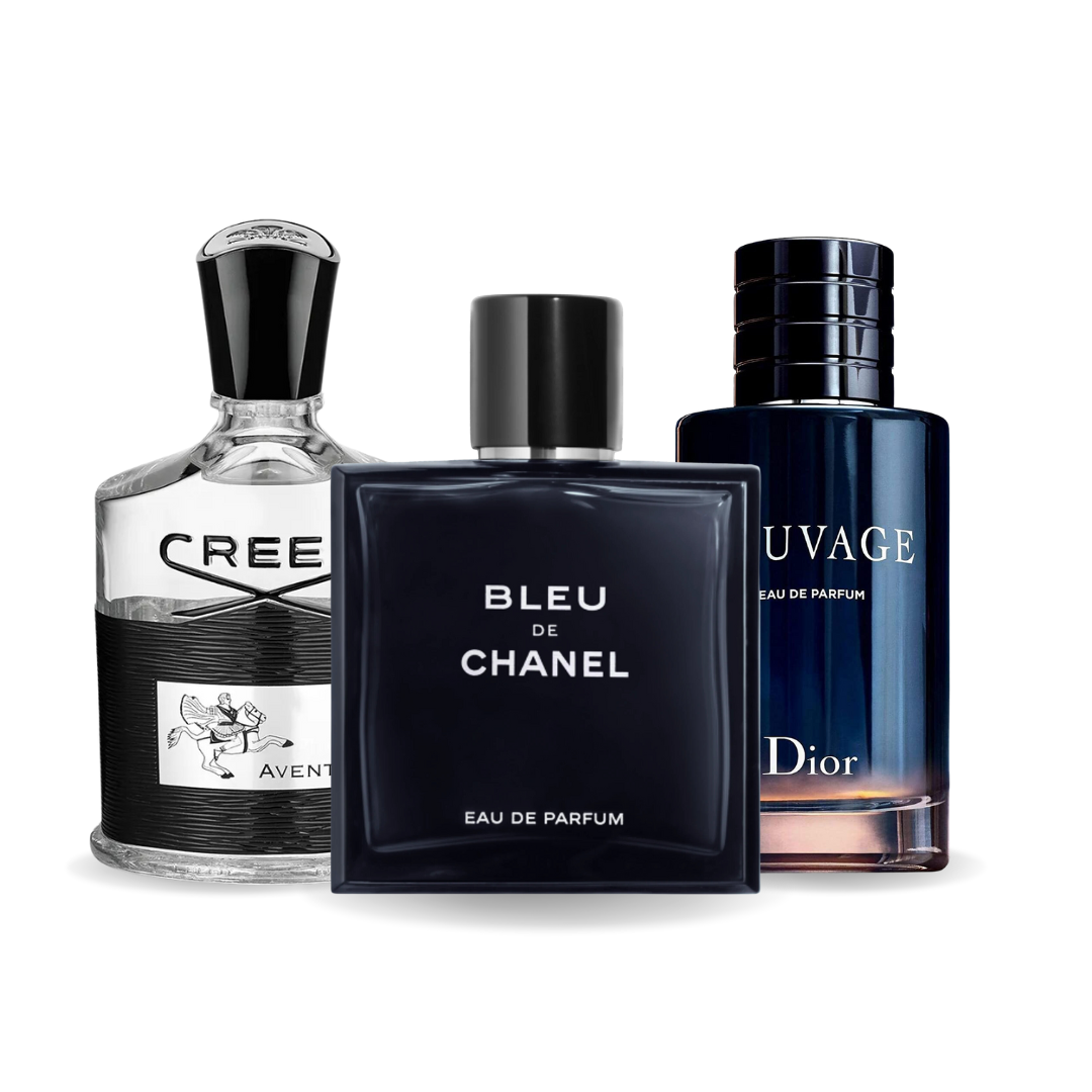 Promocijski paket 3 parfumov Creed AVENTUS, BLEU DE CHANEL in Dior SAUVAGE 100 ml